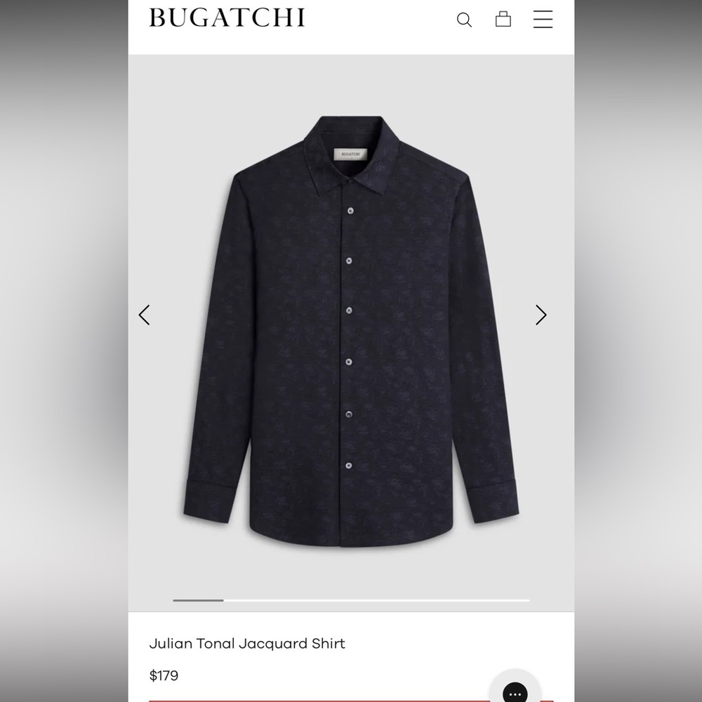 BUGATCHI Men's XL Uomo Italy 100% Cotton Black Shaped Fit Button Down Shirt EUC